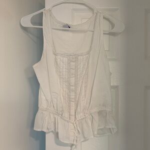 Old Navy White Ruffled Sleeveless Blouse